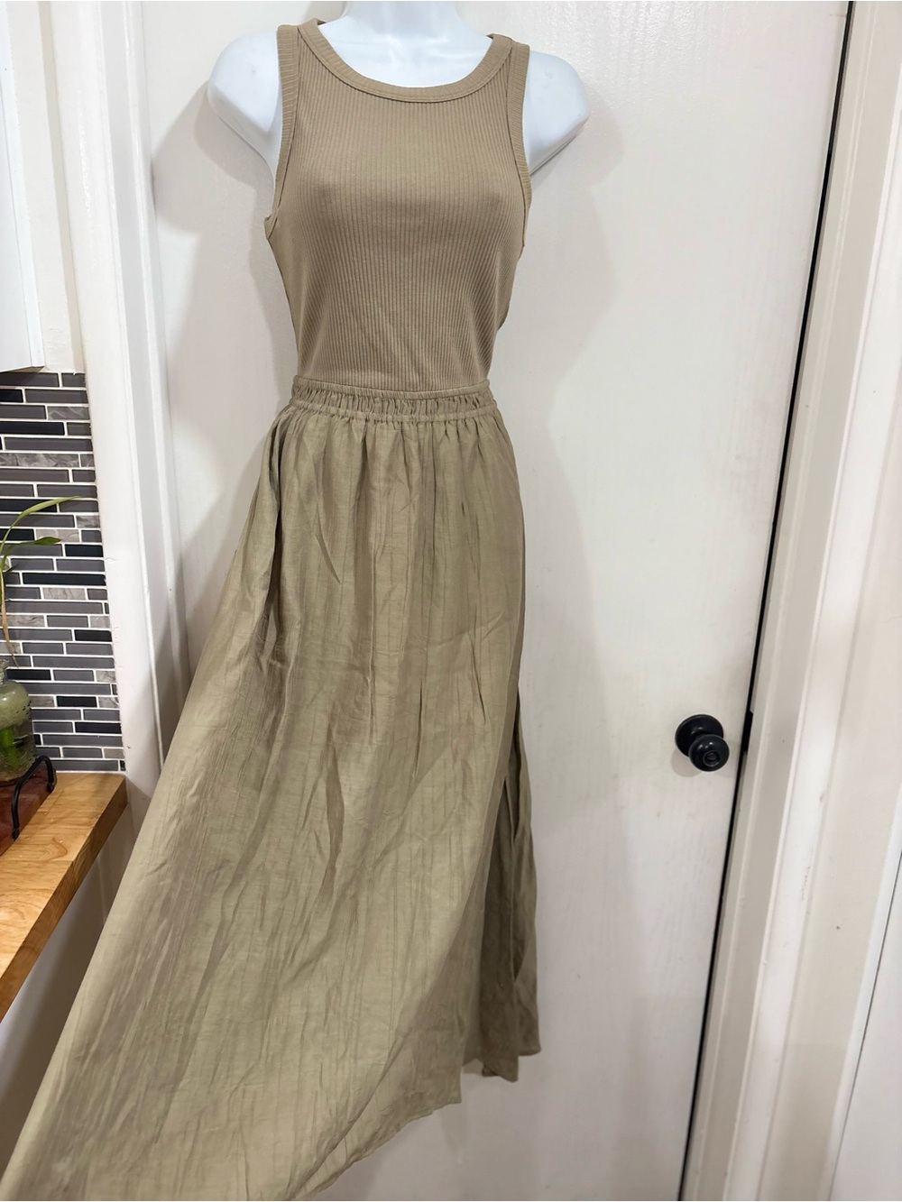 By the river casual Bohemian Sleeveless Ribbed Maxi Dress